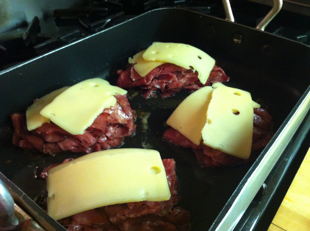 Pastrami Cheese in Pan