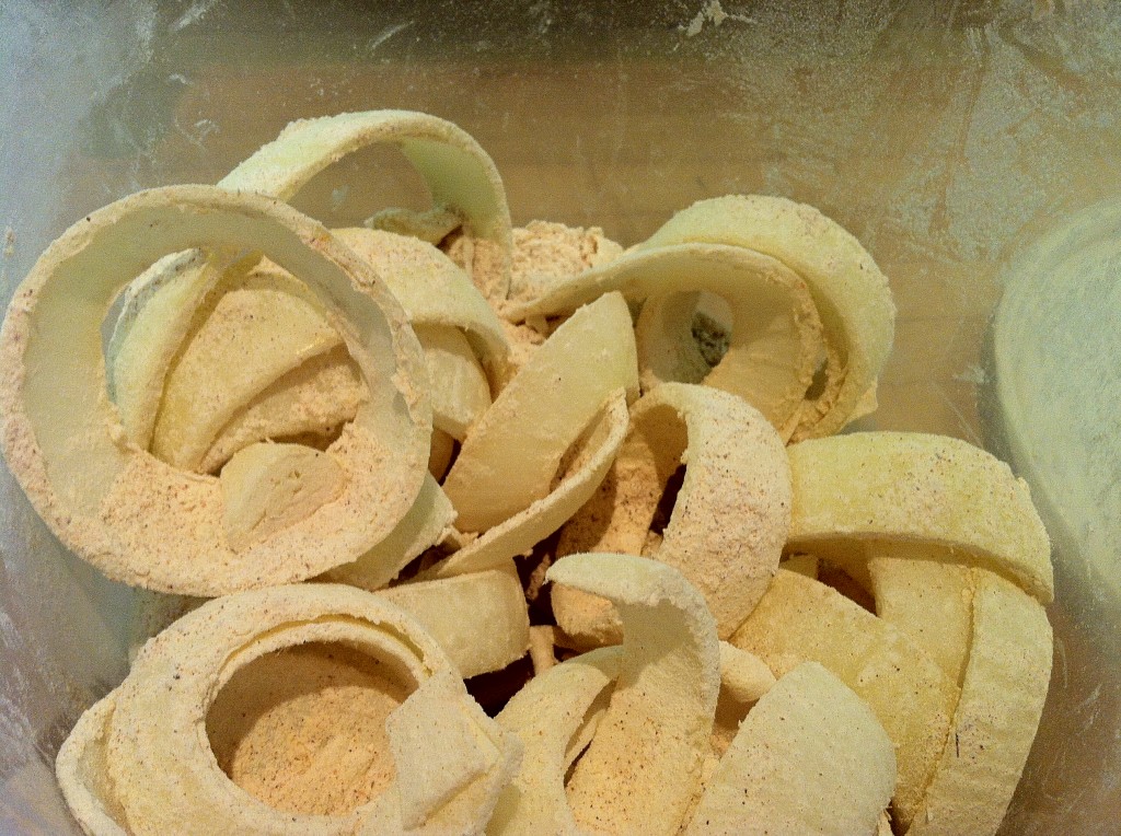 Onion Rings dredged in Flour Mix