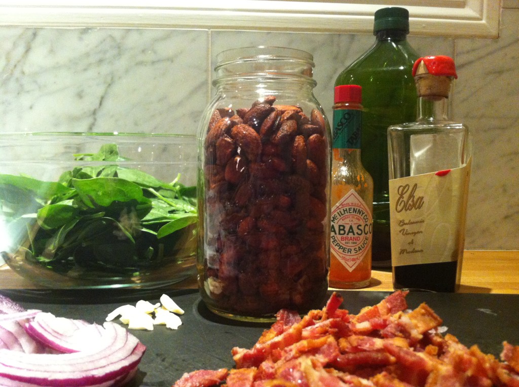 Spinach salad ingredients