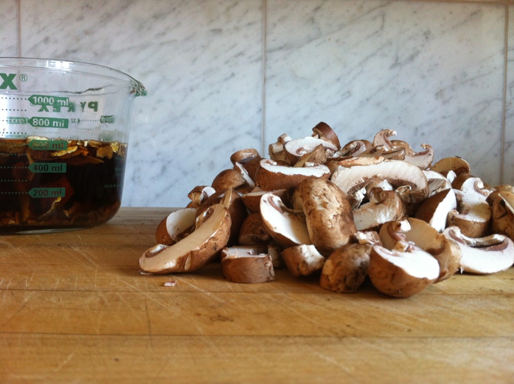 Porcini Soaking & Cremini Sliced