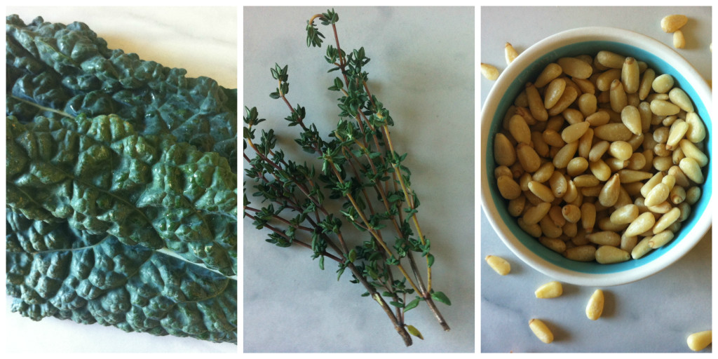 Kale Thyme Pine Nut Collage
